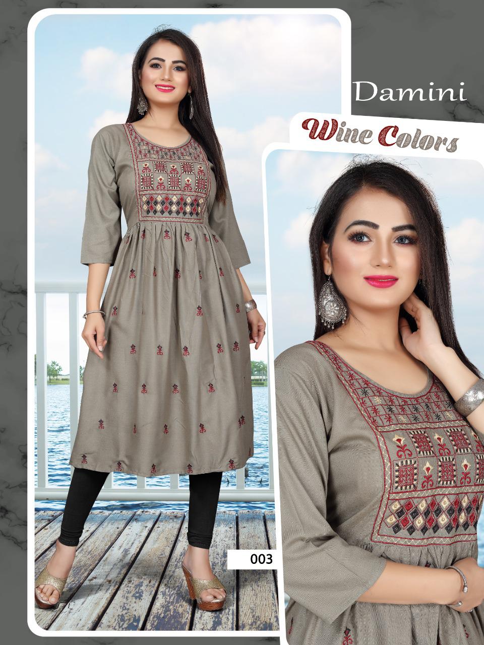 Damini 2 Heavy Rayon Ethnic Wear Embroidery Latest Kurti Collection